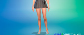 Юбка со складками и поясом для Симс 4 – фото 1