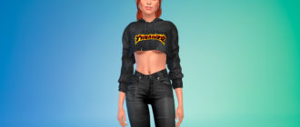 Короткая толстовка для женщин для Симс 4 – фото 1