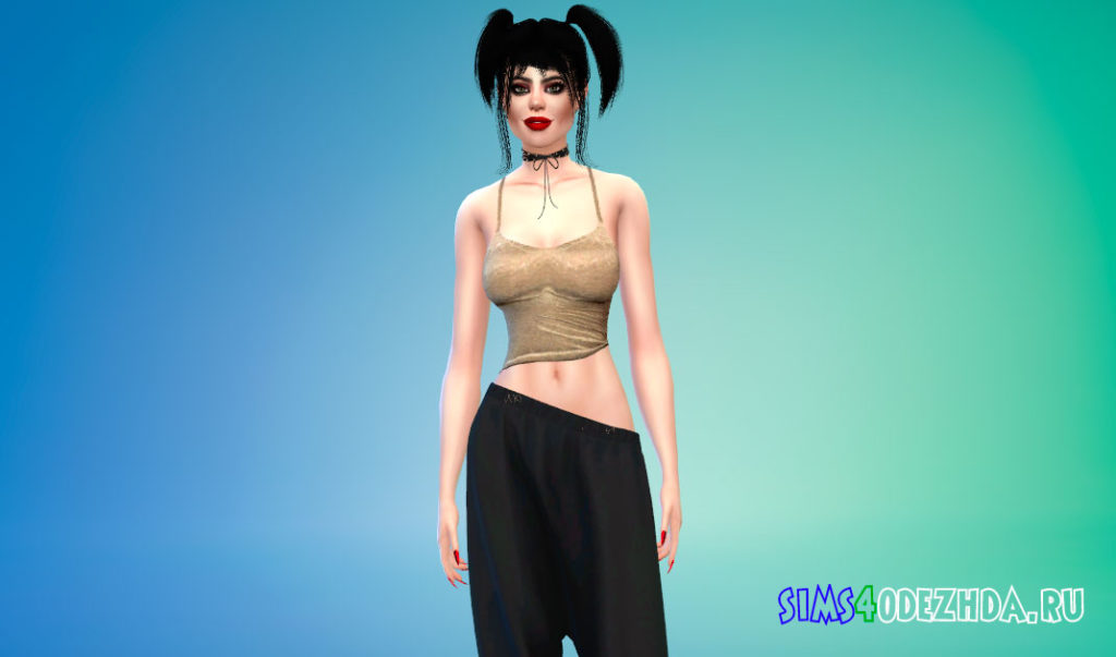 Короткая женская майка для Симс 4 – фото 2