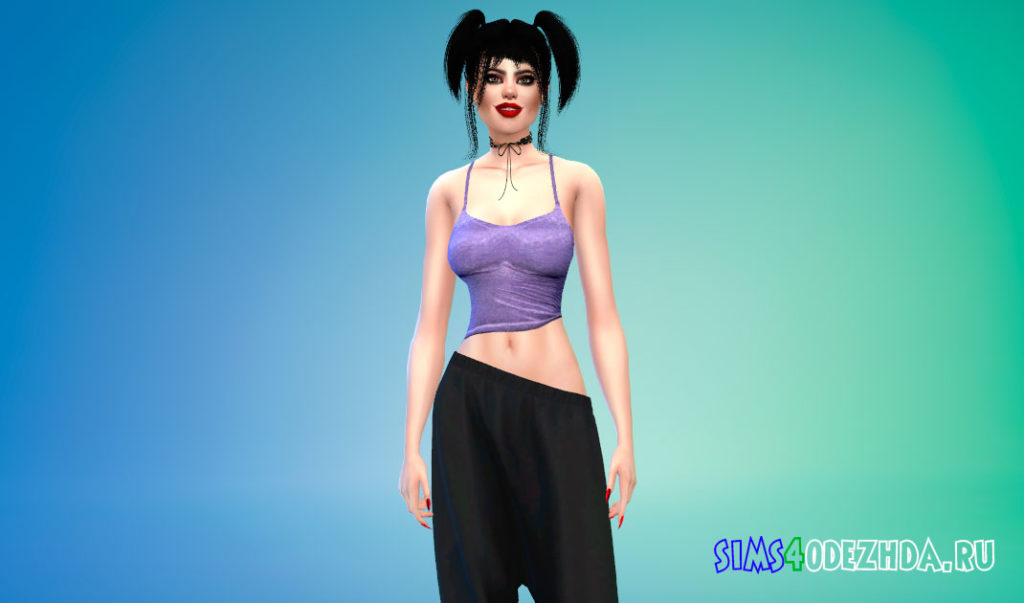 Короткая женская майка для Симс 4 – фото 3