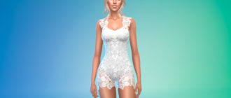 Короткий комбинезон с кружевом для Симс 4 – фото 1