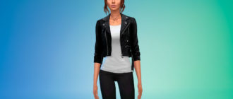 Кожаная байкерская куртка для Симс 4 – фото 1