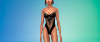 Кружевное боди в сеточку для Симс 4 – фото 1