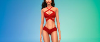 Купальник с перекрестными бретелями для Симс 4 – фото 1