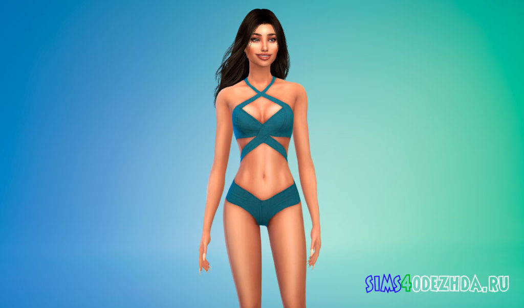 Купальник с перекрестными бретелями для Симс 4 – фото 3