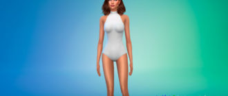 Однотонное боди с горлом для Симс 4 – фото 1