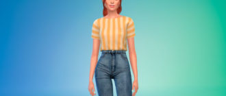 Простая заправленная футболка большого размера для Симс 4 – фото 1