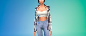 Расстегнутая рубашка с топом для Симс 4 – фото 1