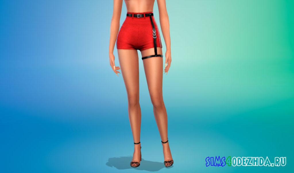 Шорты с кожаным ремнем для Симс 4 – фото 2