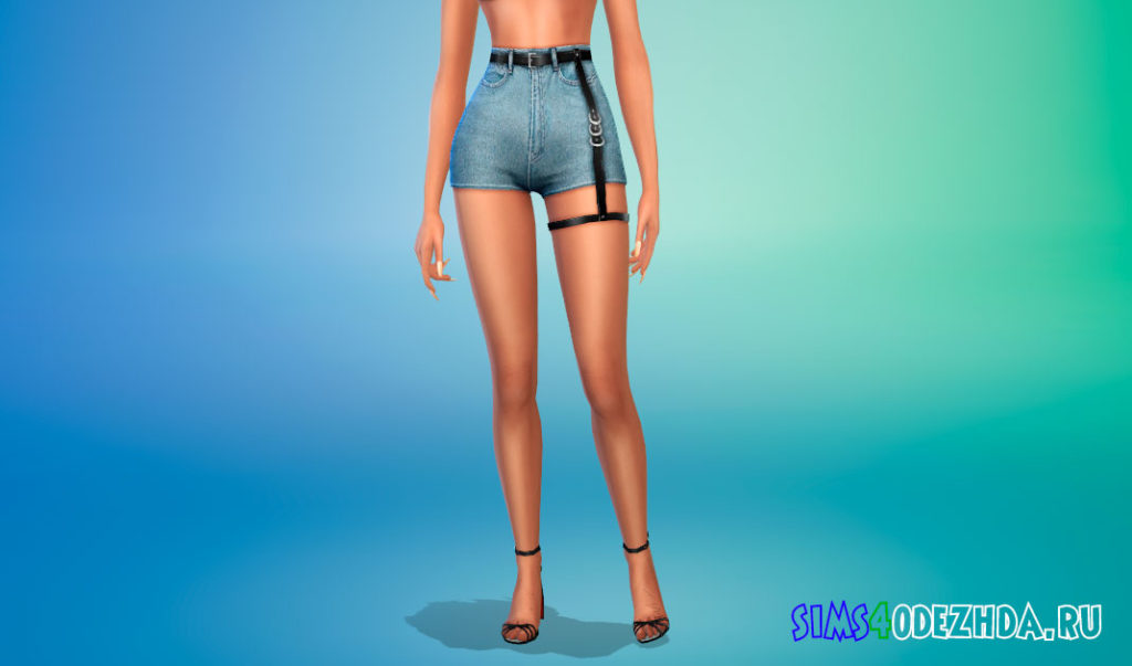Шорты с кожаным ремнем для Симс 4 – фото 3