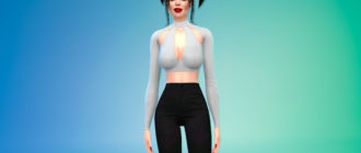 Симпатичный укороченный топ с вырезанными деталями для Симс 4 – фото 1