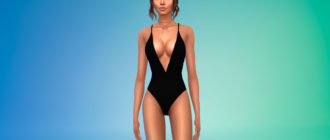 Соблазнительное боди с глубоким v-образным вырезом для Симс 4 – фото 1