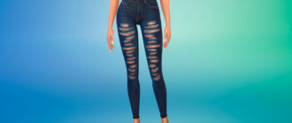 Стильные рваные джинсы-скинни для Симс 4 – фото 1