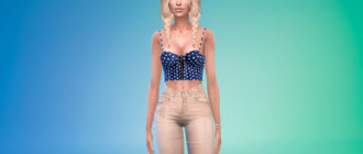 Топ-бюстье с молнией спереди для Симс 4 – фото 1