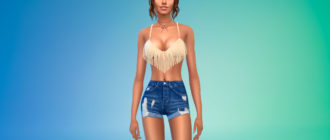 Топ с бахромой для купальников для Симс 4 – фото 1