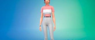 Топ с короткими рукавами и высоким воротником для Симс 4 – фото 1