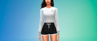 Укороченный свитер с длинными рукавами для Симс 4 – фото 1