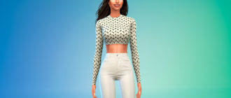 Укороченный топ с длинными рукавами для Симс 4 – фото 1