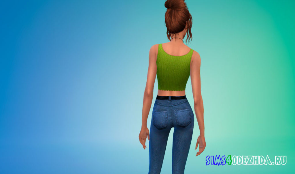 Укороченный трикотажный топ для Симс 4 – фото 3