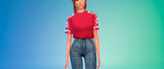 Заправленная женская футболка для Симс 4 – фото 1