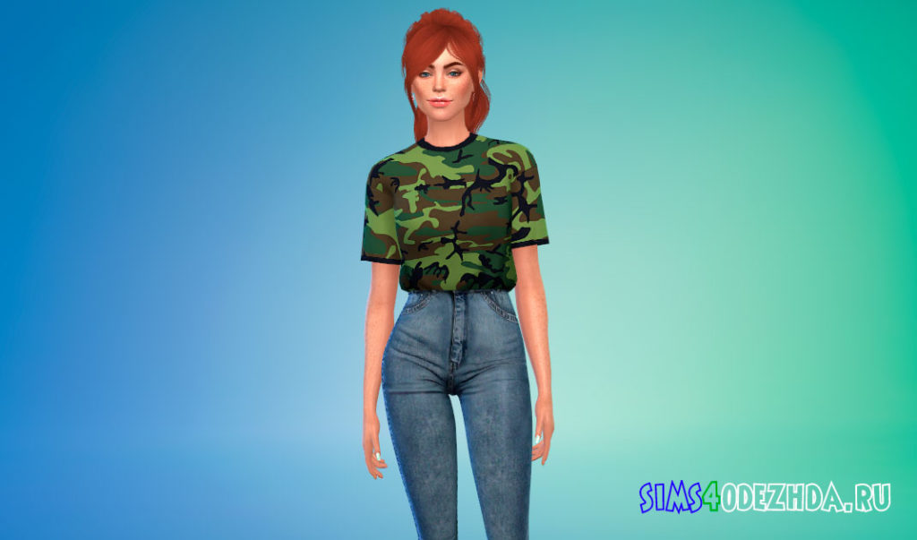 Заправленная женская футболка для Симс 4 – фото 3