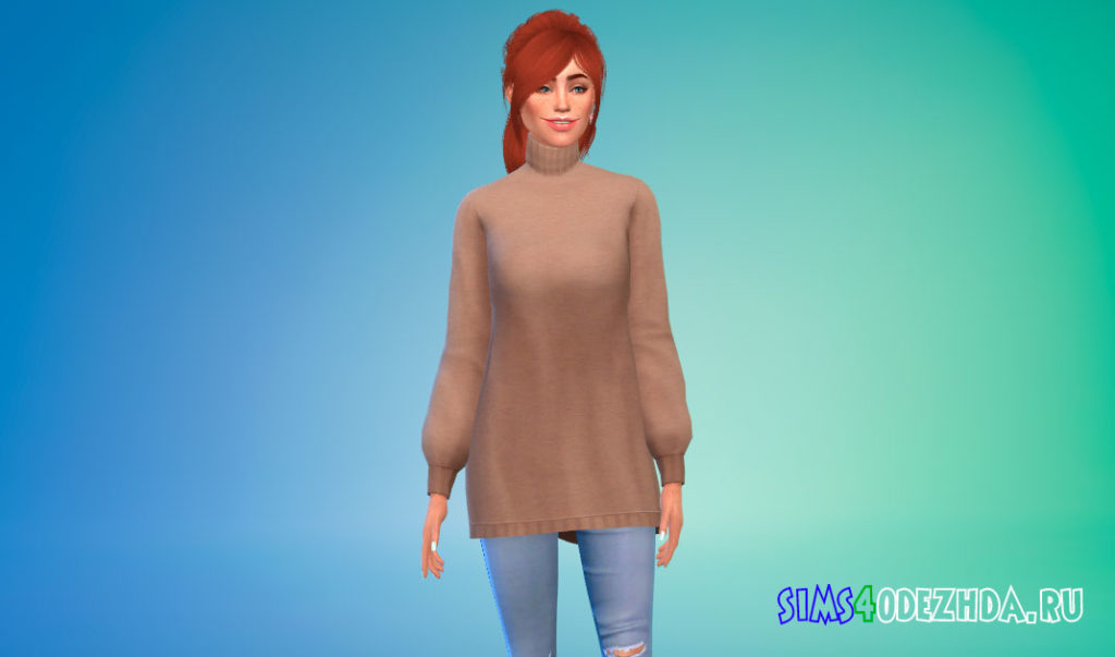 Женский оверсайз свитер для Симс 4 – фото 2