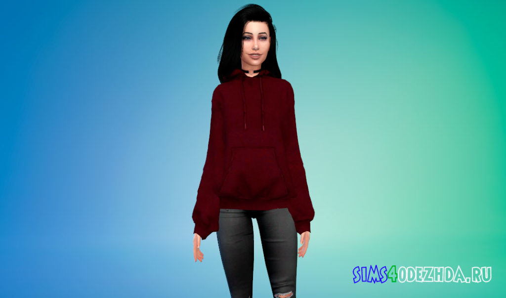 Женское большое худи для Симс 4 – фото 2