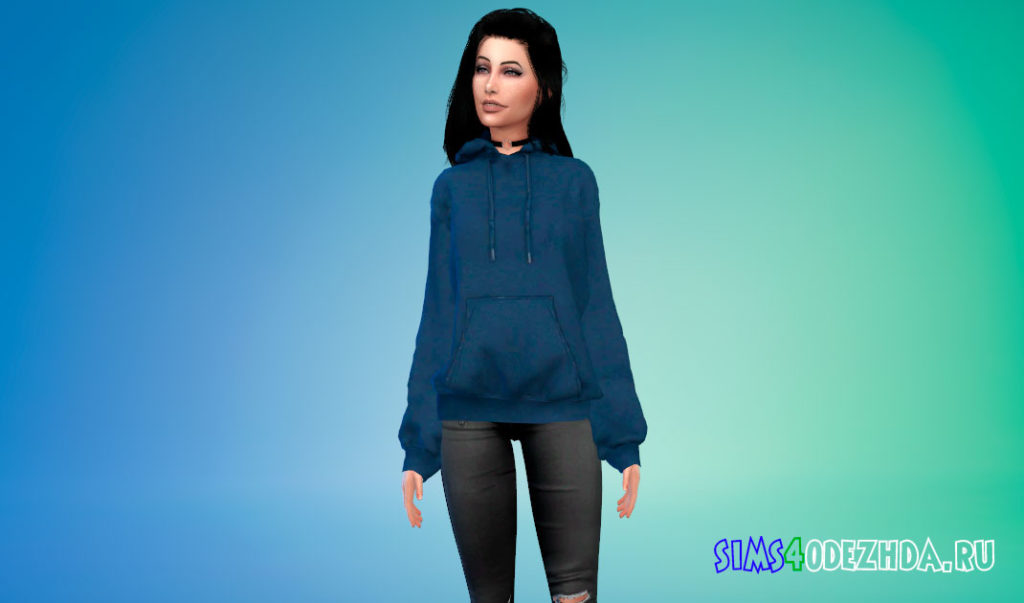 Женское большое худи для Симс 4 – фото 3