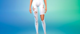 Белые потертые джинсы для Симс 4 – фото 1