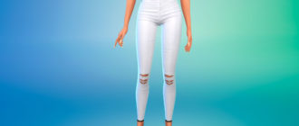 Белые рваные джинсы для Симс 4 – фото 1