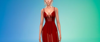 Длинное платье с прозрачными вставками для Симс 4 – фото 1