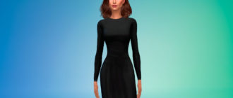 Длинное платье с рукавами для Симс 4 – фото 1