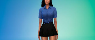 Джинсовая рубашка с узлом для Симс 4 – фото 1