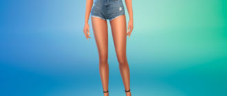 Джинсовые шорты с высокой талией для Симс 4 – фото 1