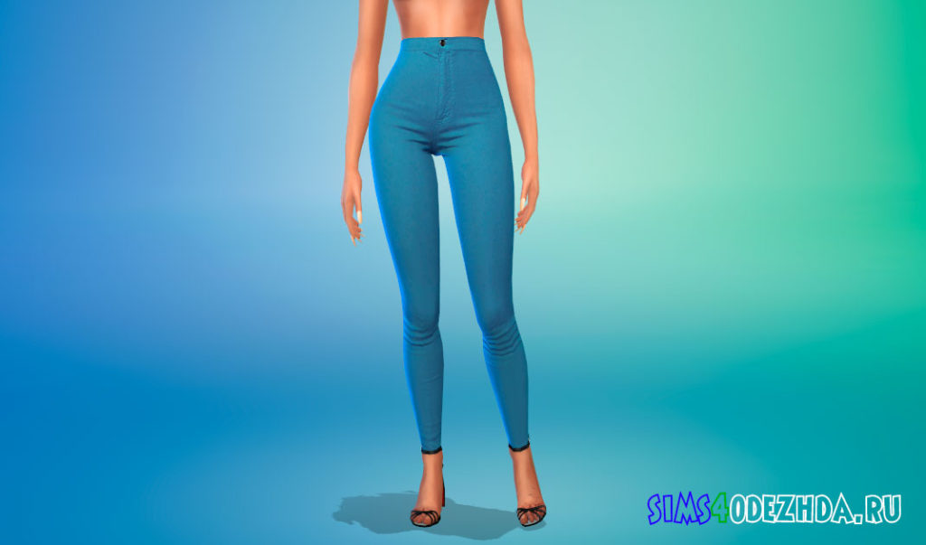 Джинсовые скинни с высокой талией для Симс 4 – фото 2