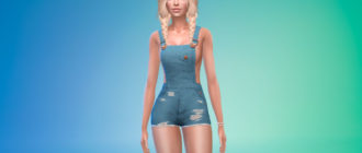 Джинсовый комбинезон для девушек для Симс 4 – фото 1