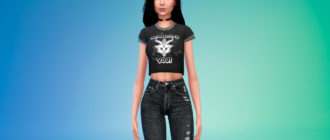 Футболка в готическом стиле для Симс 4 – фото 1