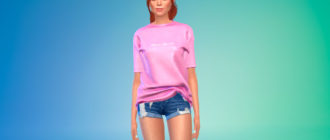 Яркая женская футболка для Симс 4 – фото 1