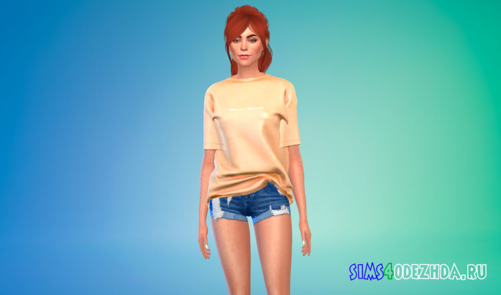 Яркая женская футболка для Симс 4 – фото 2