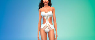 Элегантный купальник без бретелек для Симс 4 – фото 1