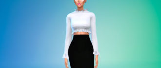 Короткая блузка с баской для Симс 4 – фото 1