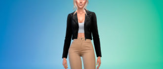 Короткая кожаная куртка для Симс 4 – фото 1