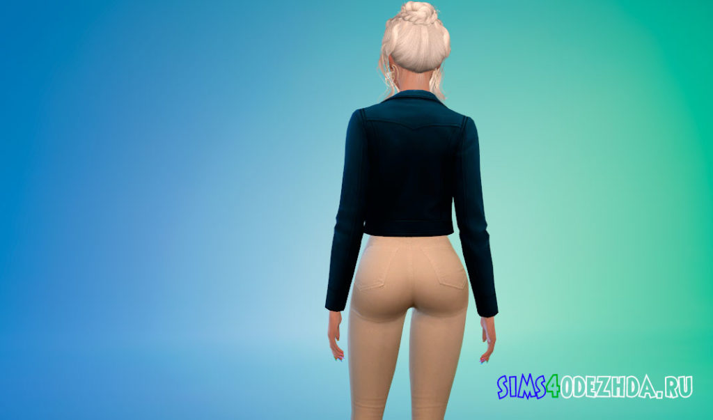 Короткая кожаная куртка для Симс 4 – фото 3