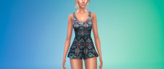 Короткий комбинезон в стиле бохо для Симс 4 – фото 1