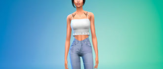 Короткий топ с баской для Симс 4 – фото 1