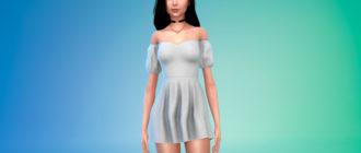 Короткое платье с короткими рукавами для Симс 4 – фото 1