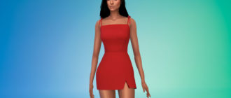 Короткое платье с зауженной талией для Симс 4 – фото 1