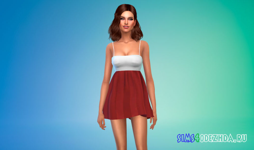 Короткое пышное платье для женщин для Симс 4 – фото 2