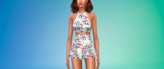 Кроп-топ и короткая юбка для пляжа для Симс 4 – фото 1