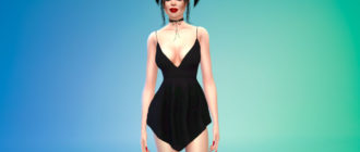 Кроткое платье с дизайнерской юбкой для Симс 4 – фото 1